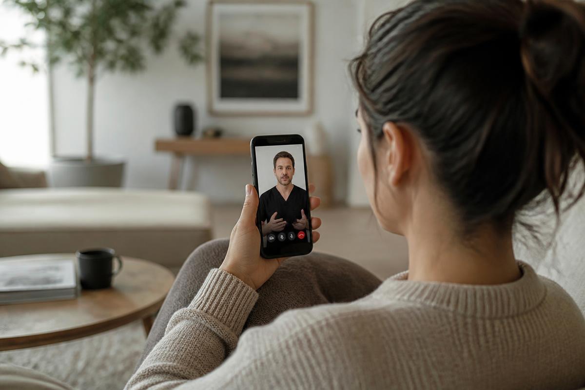 Patient meeting a licensed provider on a telehealth consultation