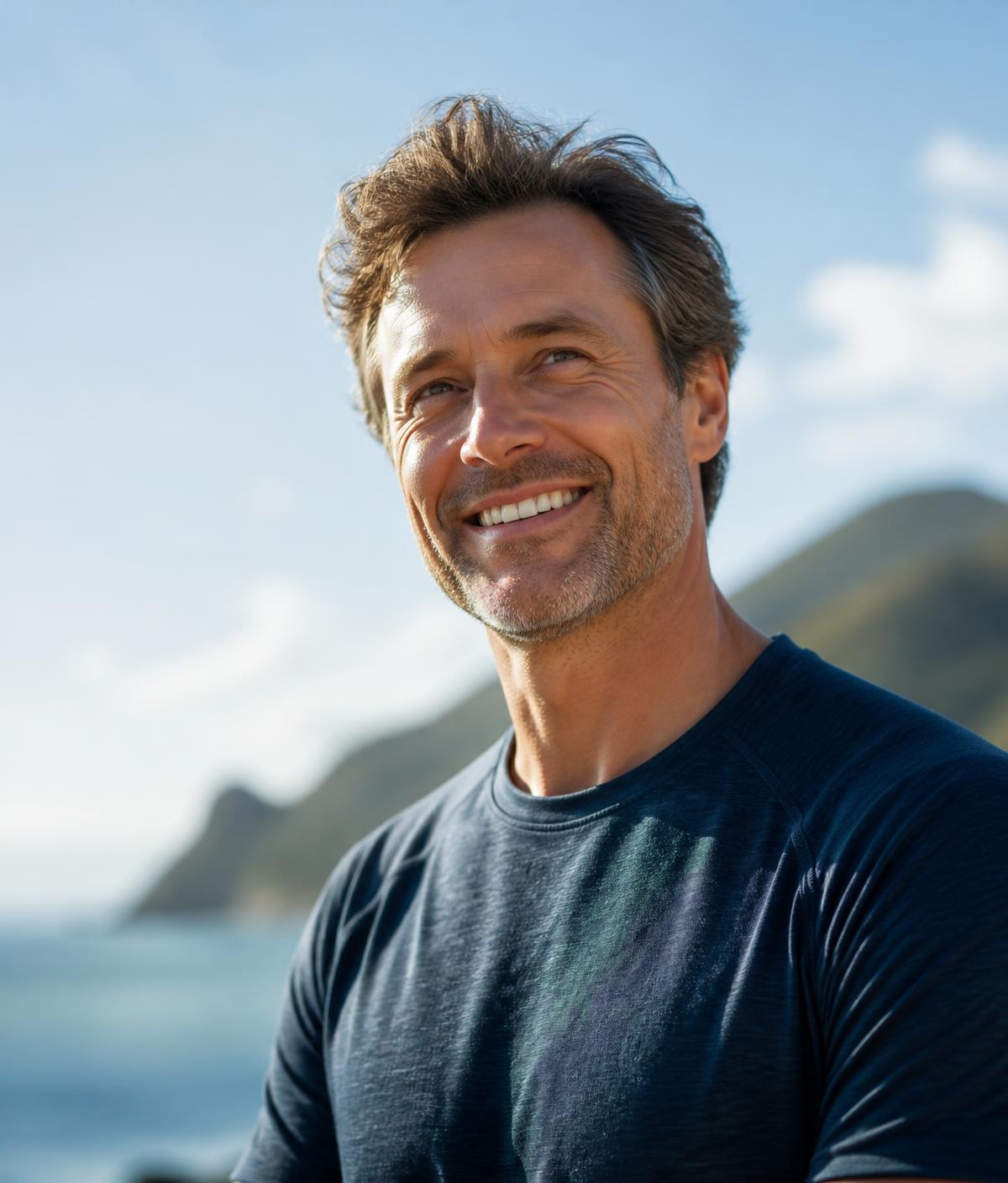 Smiling man outdoors after a successful weight loss journey